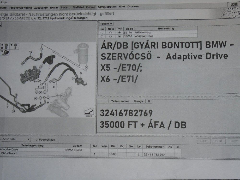 ÁR/DB [GYÁRI BONTOTT] BMW - SZERVÓCSŐ  - Adaptive Drive - X5 -/E70/; X6 -/E71/ - 3241 6782769 5. kép